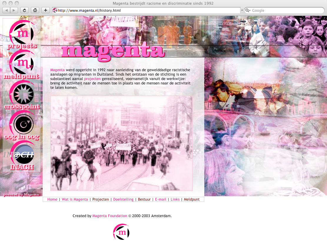 Screen 2003 Magenta website